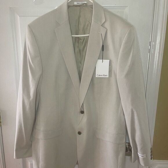 NWT Calvin Klein Men’s sport Blazer Khaki Beige size 42L - Picture 1 of 14